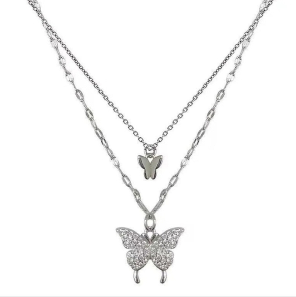 Shiny Diamond‎ Butterfly Multi-Layer Necklace